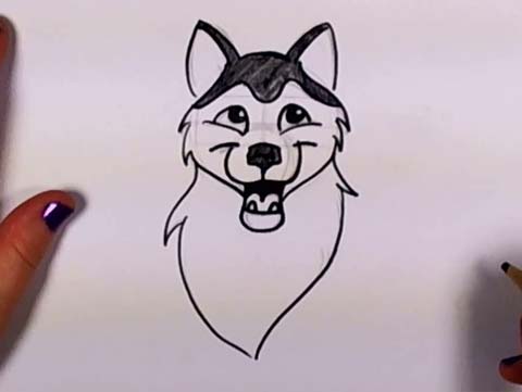480x361 How To Draw A Husky - Husky Face Drawing