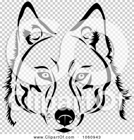 450x470 Royalty Free Vector Clip Art Illustration Of A Black And White - Husky Face Drawing