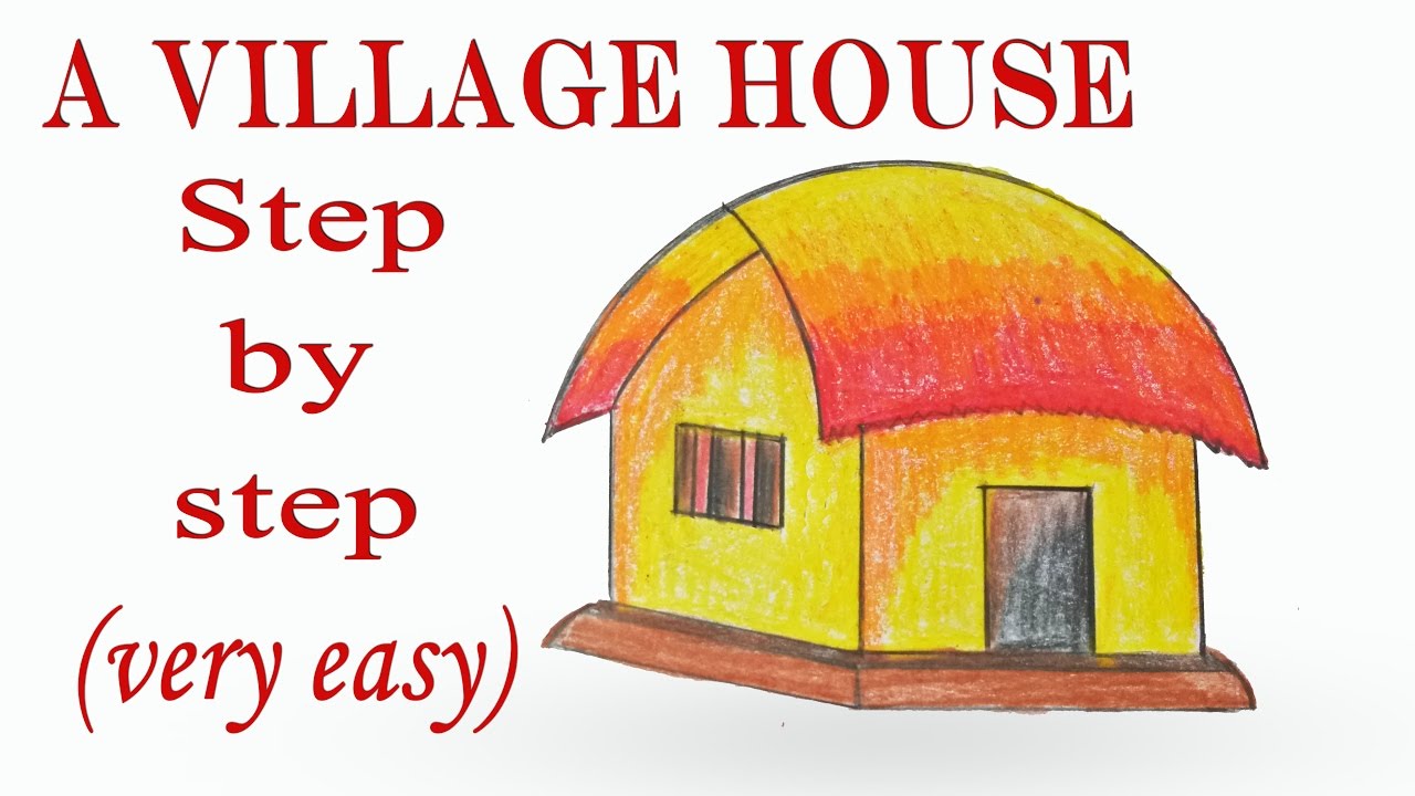 1280x720 How To Draw A Village House Hut Step - Hut Drawing