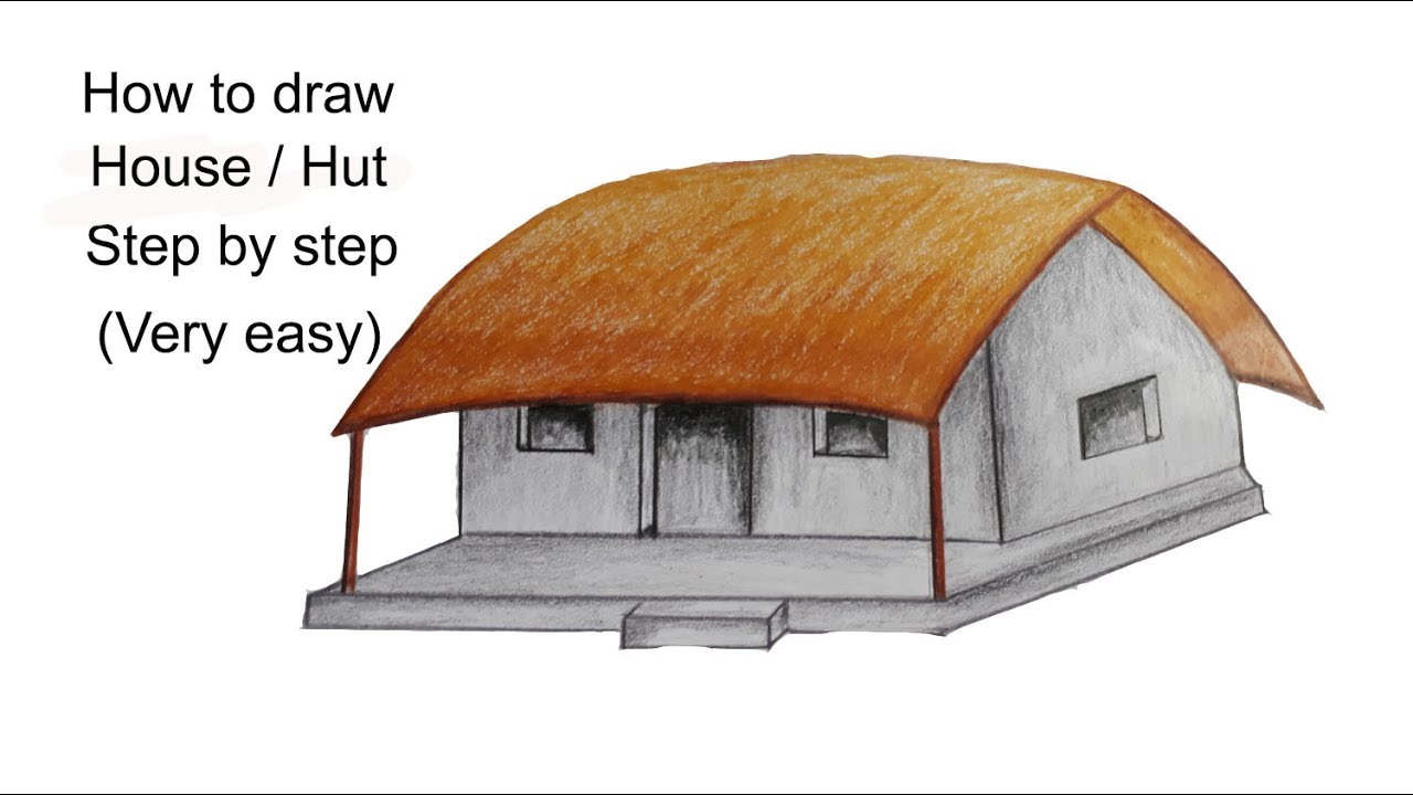 1280x720 How To Draw Househut - Hut Drawing