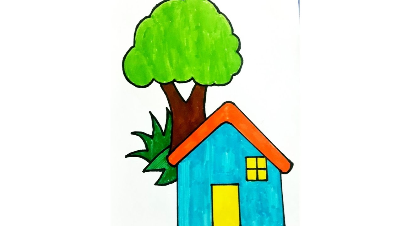 1280x720 How To Draw A Simple Hut Village House For Kids Easy Drawing - Hut Drawing