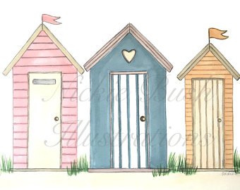 340x270 Beach Hut Drawing Etsy - Hut Drawing