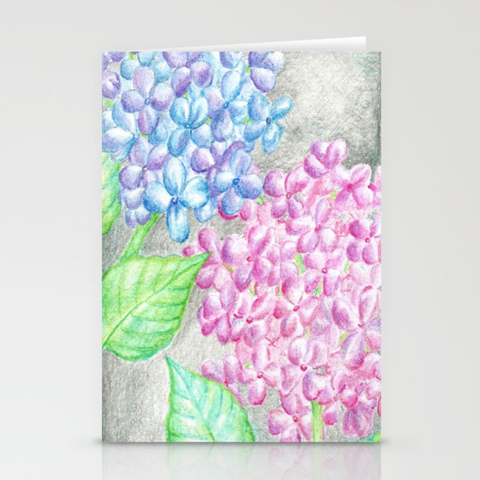 700x700 flower drawing, watercolor painting, hydrangea stationery cards - Hydrangea Flower Drawing