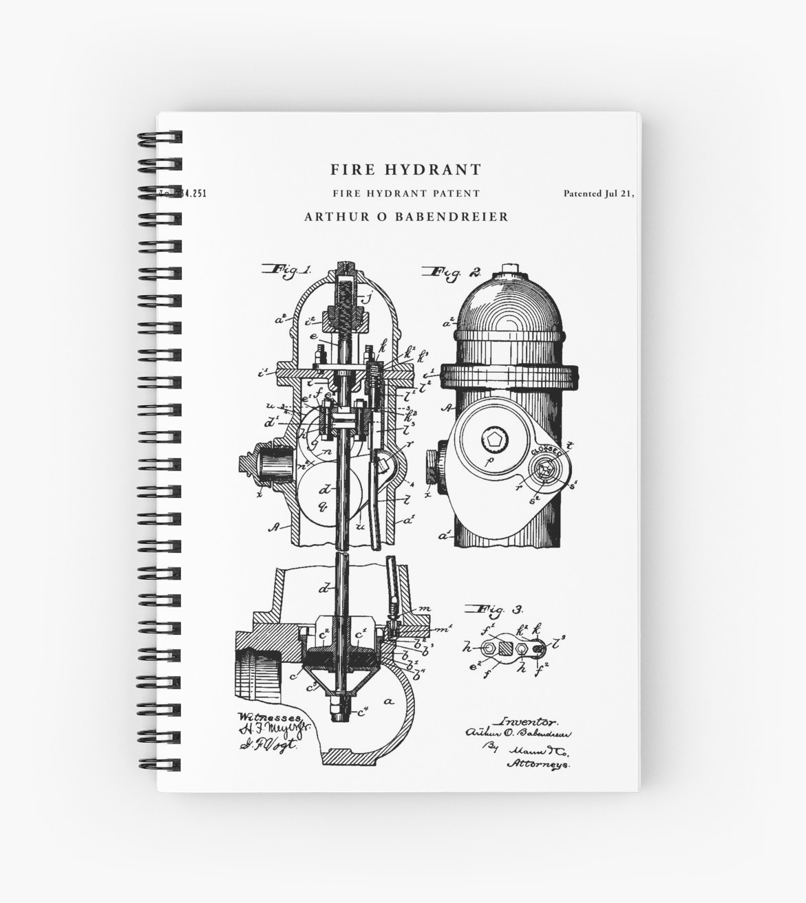 1171x1313 fire hydrant patent drawing blueprint spiral notebooks - Hydrant Drawing