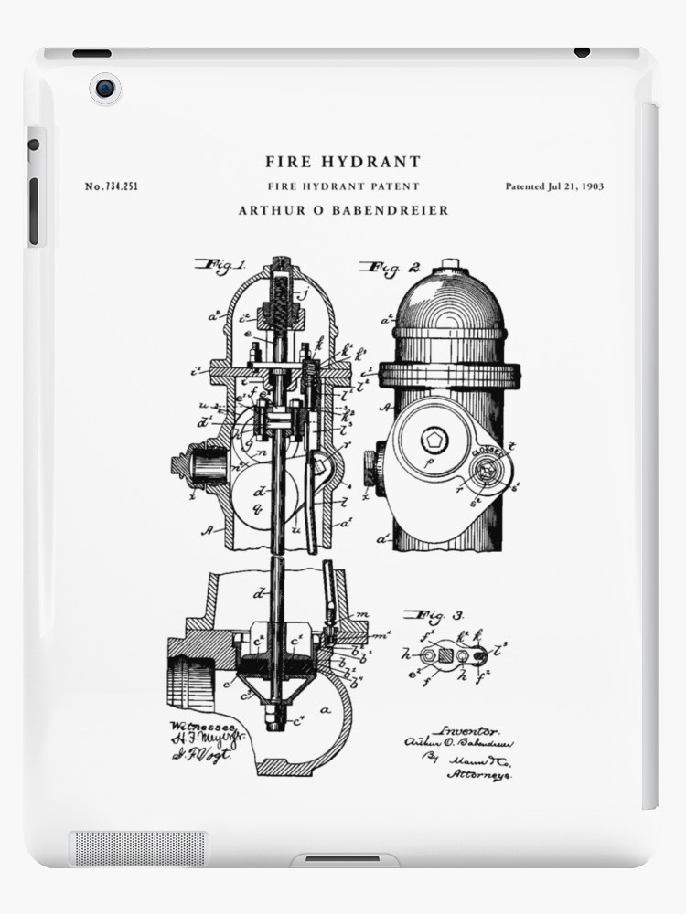 750x1000 fire hydrant patent drawing blueprint ipad cases skins - Hydrant Drawing