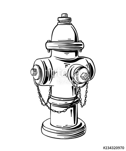 417x500 vector engraved style illustration for posters, logo, label - Hydrant Drawing