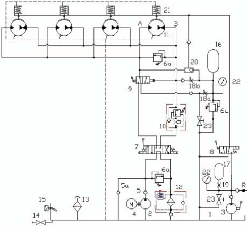 489x449 schematic diagram of the hydraulic drive and control system - Hydraulic Drawing