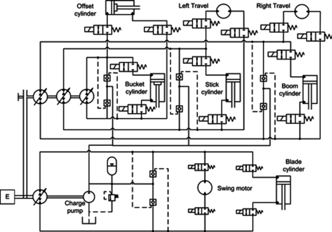 674x472 simplified hydraulic circuit of a displacement controlled - Hydraulic Drawing