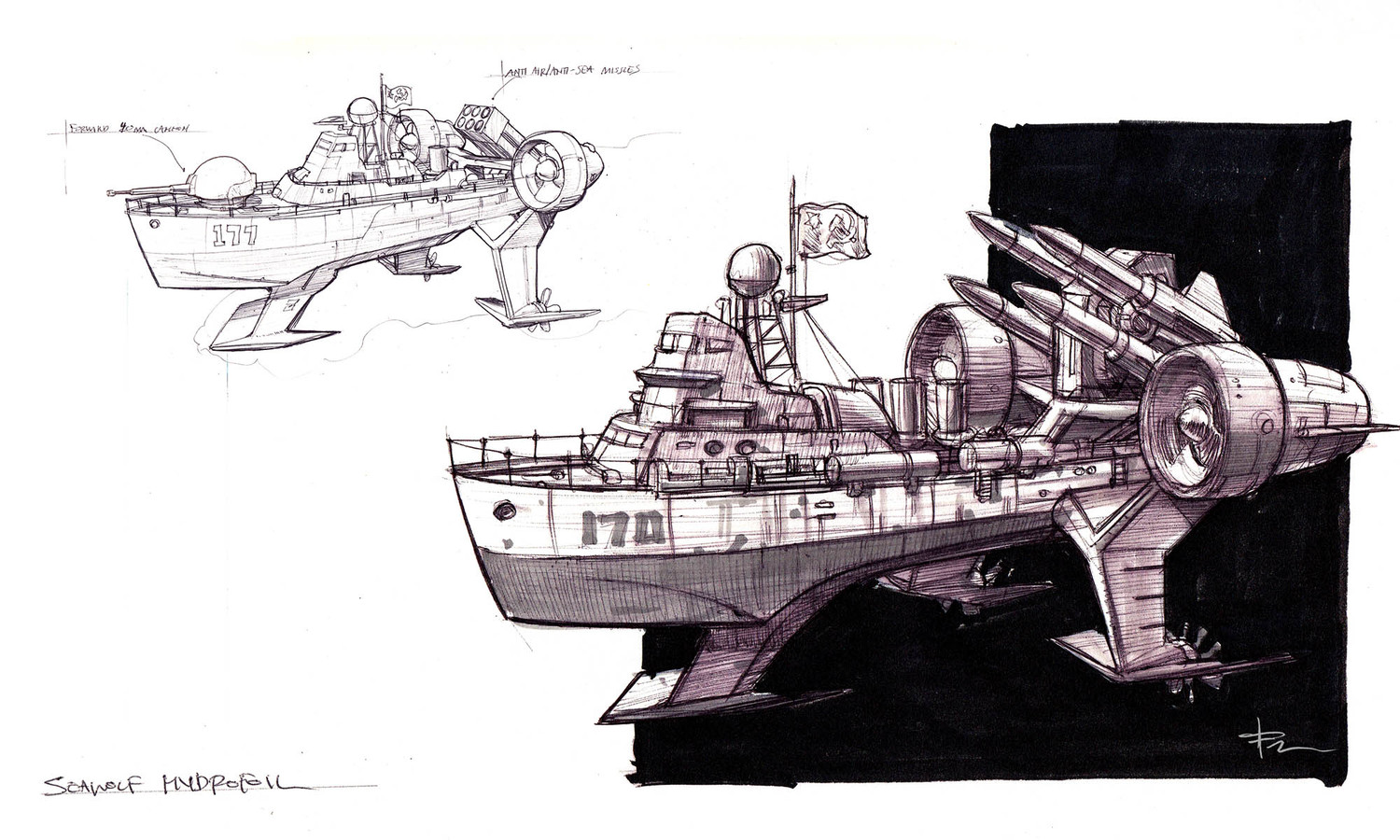 1500x900 soviet hydrofoil concept art image - Hydrofoil Drawing