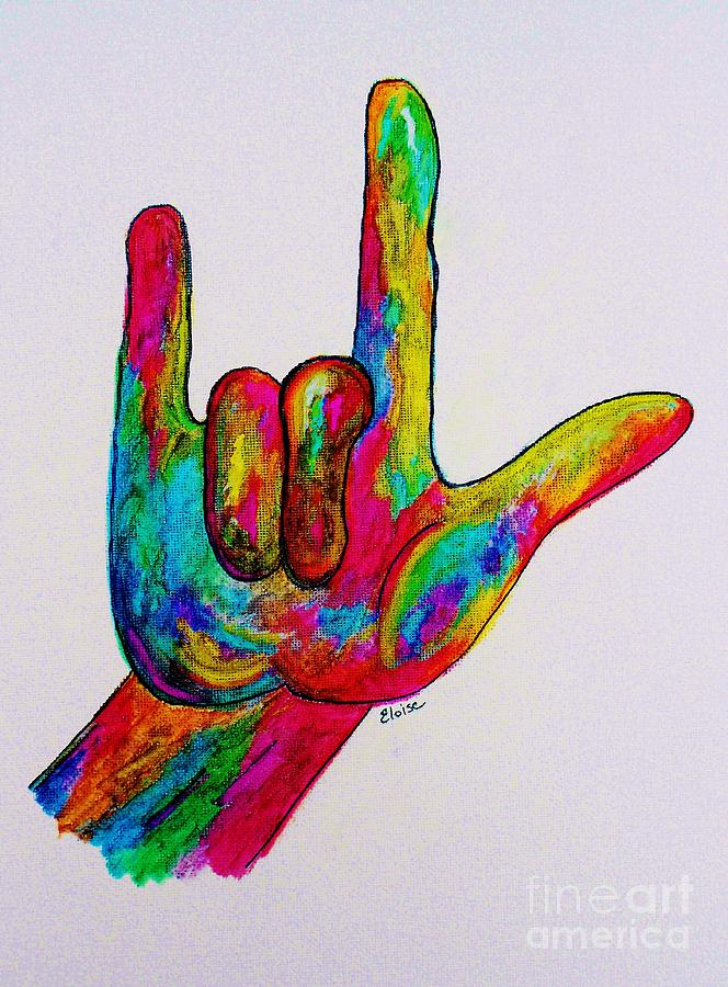 664x900 american sign language i love you painting - I Love You Sign Language Drawing