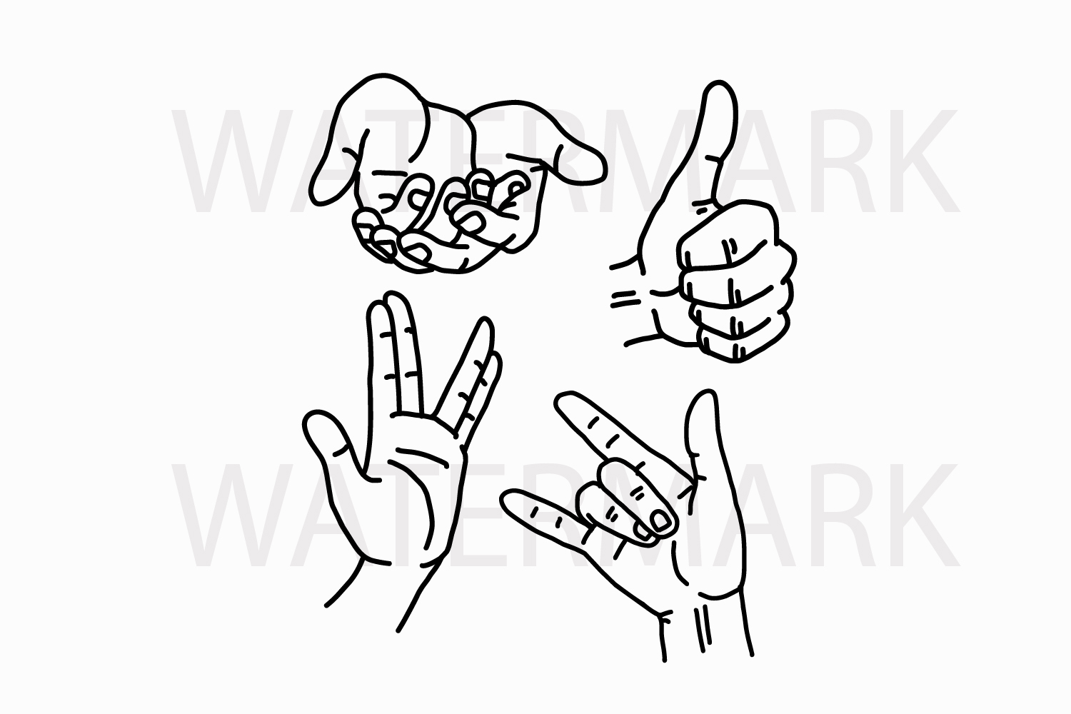 1500x1000 bundle hands thumb up - I Love You Sign Language Drawing
