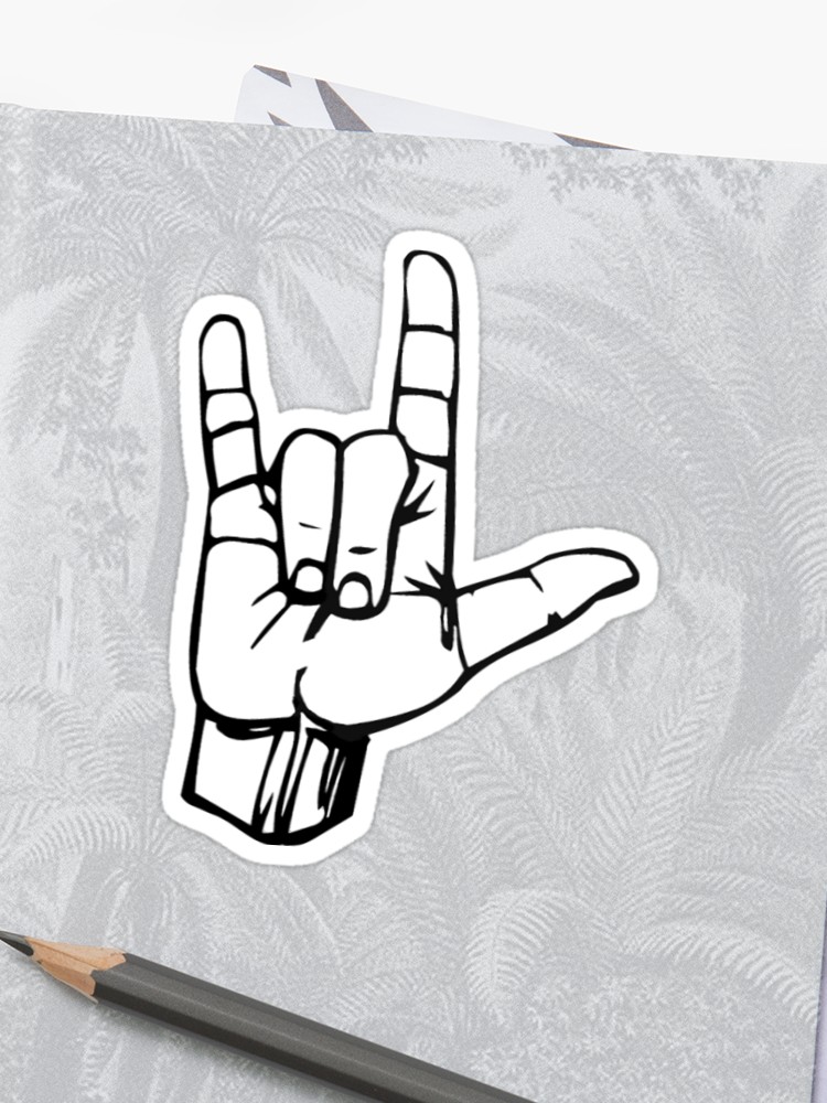 750x1000 hand i love you ily sign language symbol gesture sticker - I Love You Sign Language Drawing