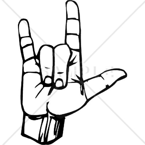 500x500 i love you american sign language counted cross stitch pattern - I Love You Sign Language Drawing