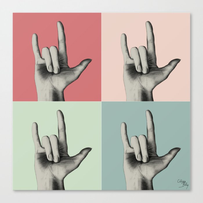 700x700 i love you vintage in sign language canvas print - I Love You Sign Language Drawing