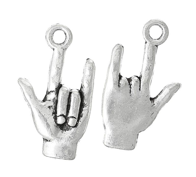 800x720 tibetan silver i love you sign language hand charms - I Love You Sign Language Drawing