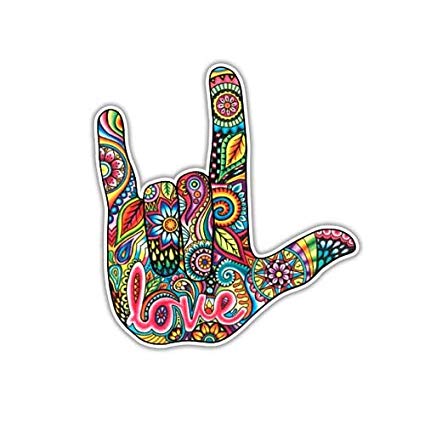 425x425 love sign sticker colorful i love you decal - I Love You Sign Language Drawing