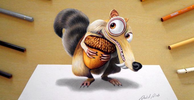 682x351 Drawing Scrat Ice Age - Ice Age Drawing