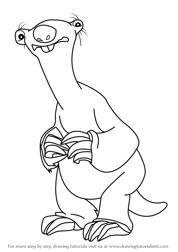 596x843 learn how to draw sid from ice age - Ice Age Drawing.