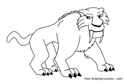 500x333 Drawing Of Diego From Ice Age - Ice Age Drawing