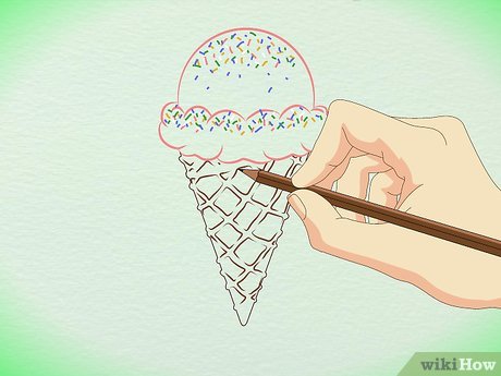 460x345 how to draw a detailed ice cream cone - Ice Cream Cone Drawing