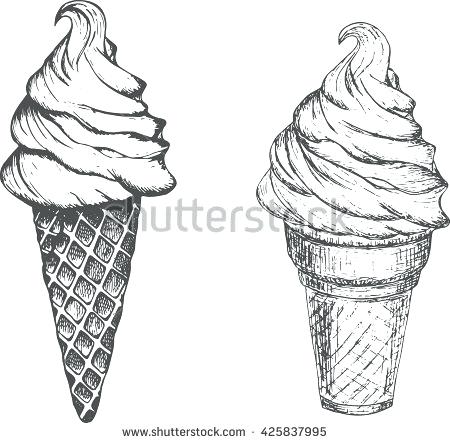 Ice Cream Cone Drawing Black And White at PaintingValley.com | Explore ...