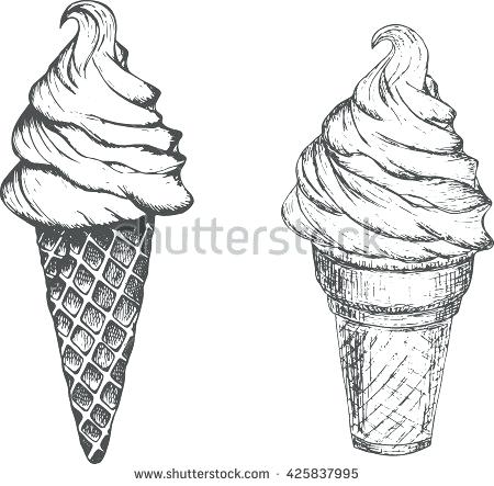 450x443 ice cream cone drawing vector sketch illustration pictures - Ice Cream Cone Drawing Black And White