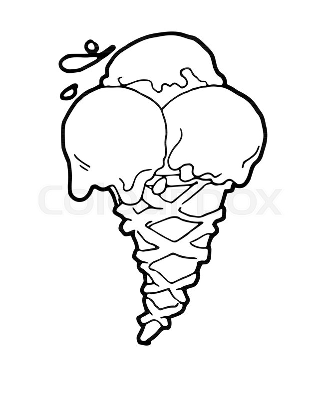 655x800 ice cream cone isolated in black over stock vector colourbox - Ice Cream Cone Drawing Black And White