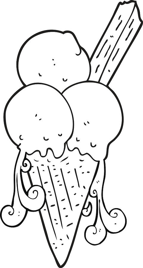 480x900 black and white cartoon ice cream cone - Ice Cream Cone Drawing Black And White