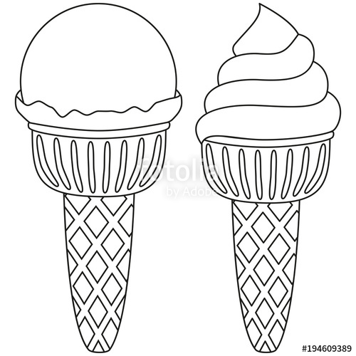 Ice Cream Cone Drawing Black And White at PaintingValley.com | Explore ...