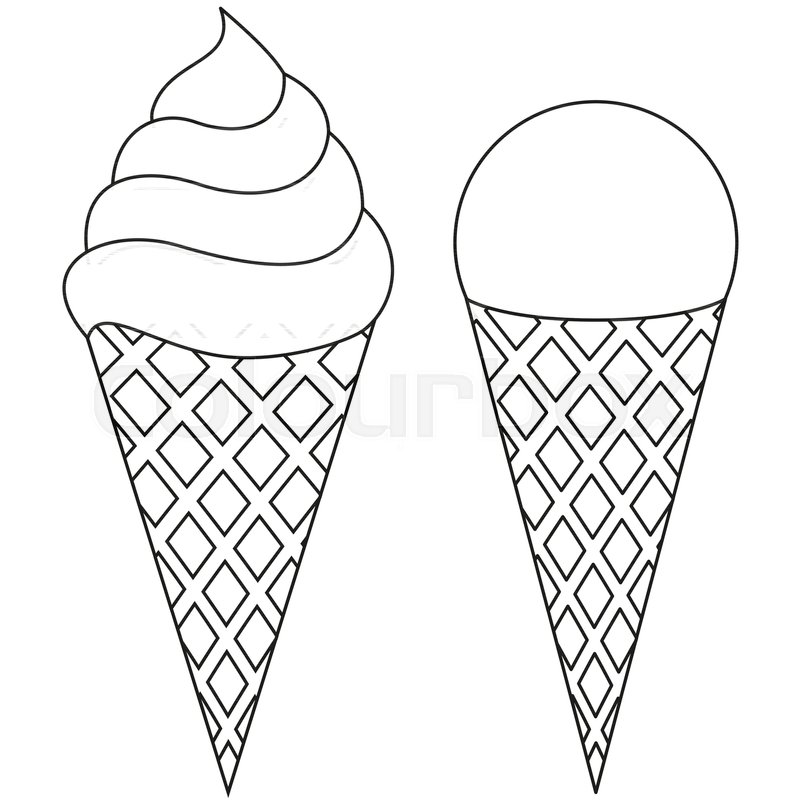 800x800 line art ice cream cone black and stock vector colourbox - Ice Cream Cone Drawing Black And White