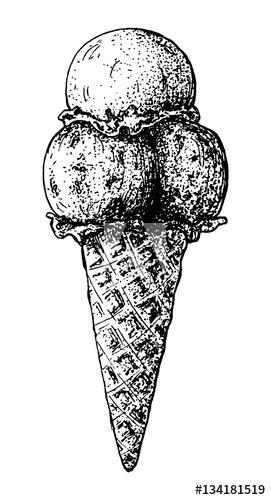 271x500 Sketch Graphic Icecream Illustration, Vector Draft Silhouette - Ice Cream Cone Drawing Black And White