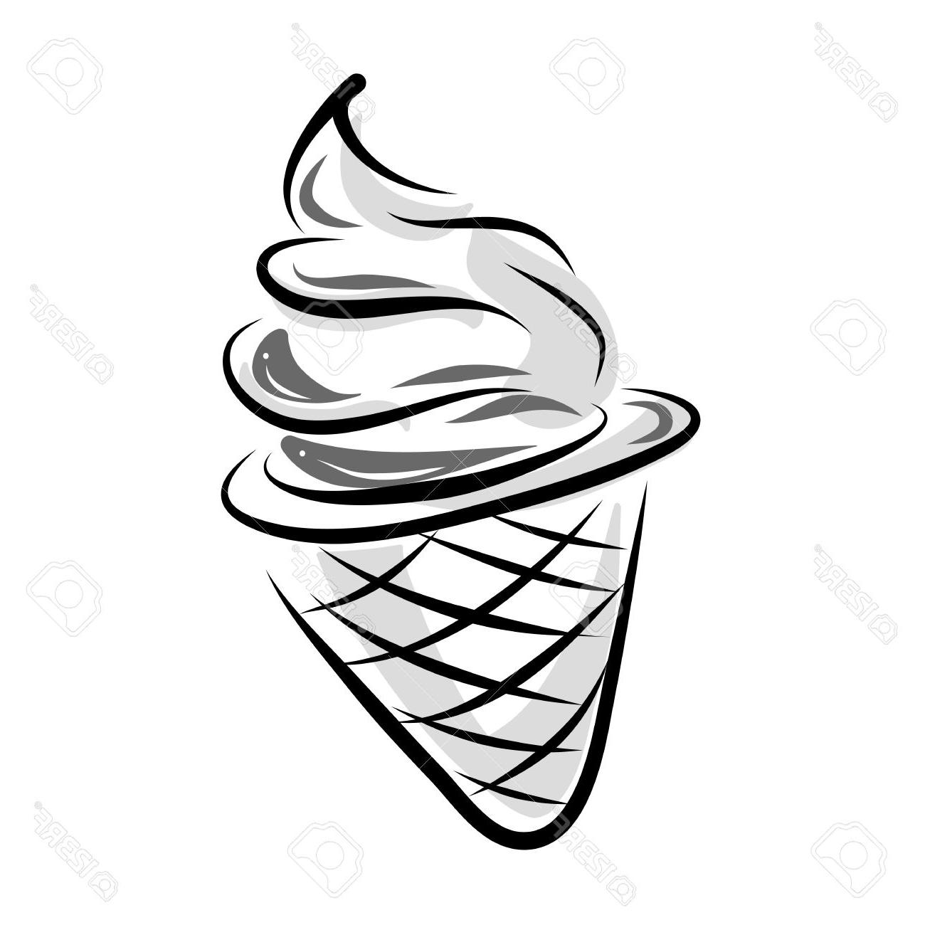 1300x1300 Top Hand Drawing Ice Cream In Black And White Style Images - Ice Cream Cone Drawing Black And White