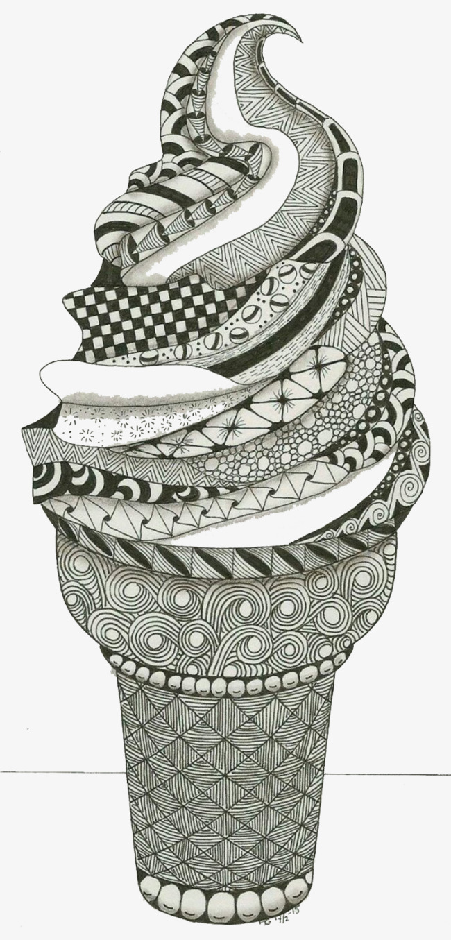 650x1355 Black And White Line Drawing Of Ice Cream Cones Decorative - Ice Cream Cone Drawing Black And White
