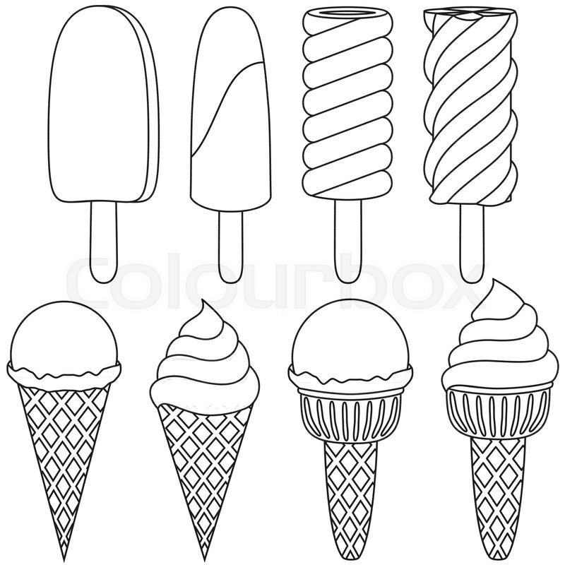 800x800 black and white ice cream cone icon stock vector colourbox - Ice Cream Cone Drawing Black And White