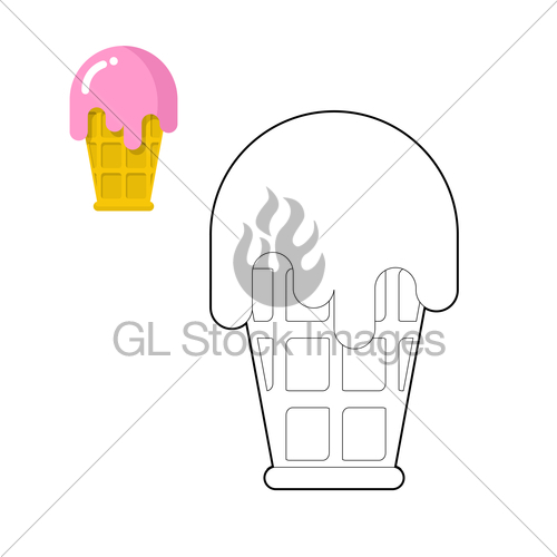500x500 Ice Cream Coloring Book Line Drawing Of Dessert Made Fro Gl - Ice Cream Cone Line Drawing