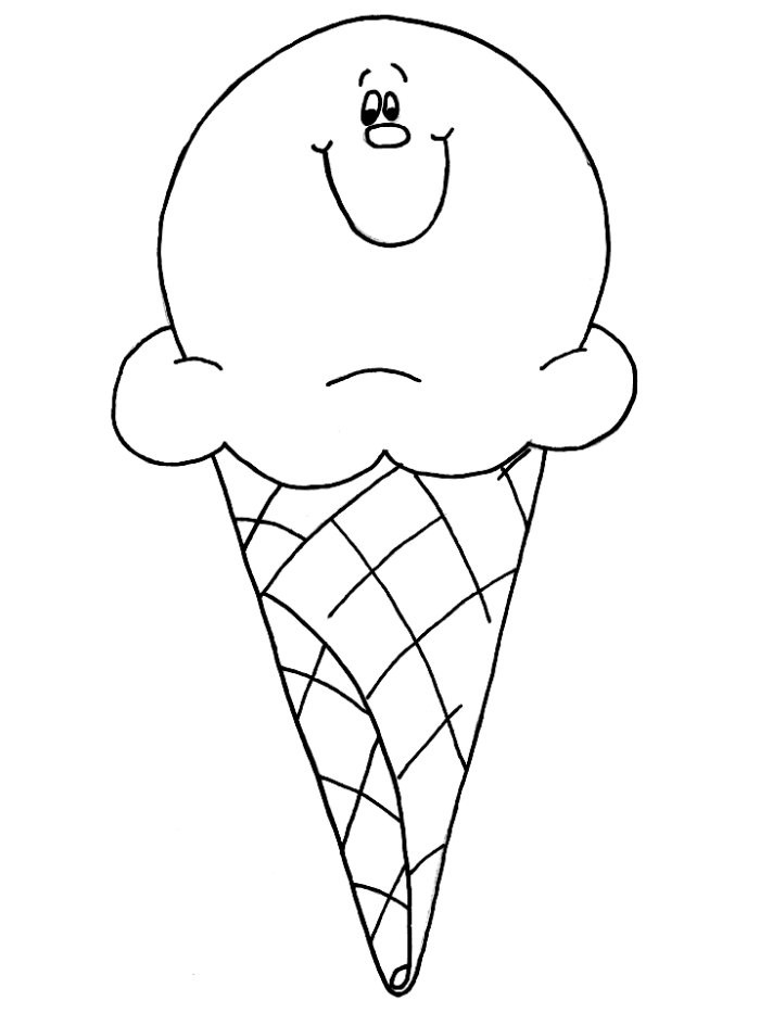 700x933 ice cream cone black and white line art icon for clipart - Ice Cream Cone Line Drawing