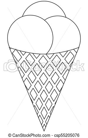 299x470 Line Art Black And White Icon Ice Cream Ball Line Art Black - Ice Cream Cone Line Drawing
