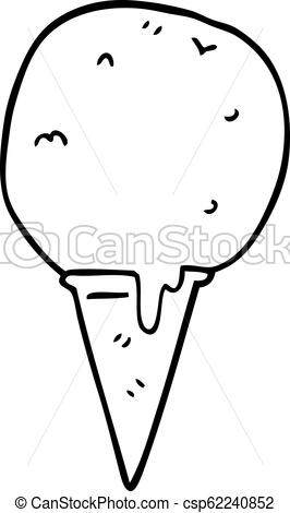 266x470 Line Drawing Cartoon Ice Cream Cone - Ice Cream Cone Line Drawing