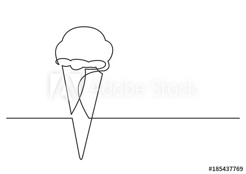 500x354 One Line Drawing Of Isolated Vector Object - Ice Cream Cone Line Drawing