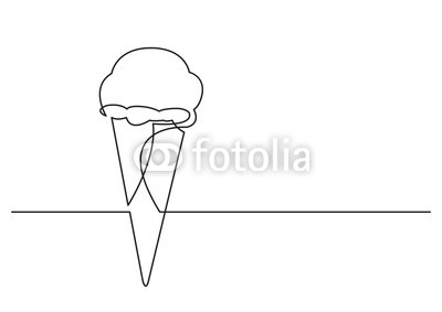 400x283 One Line Drawing Of Isolated Vector Object - Ice Cream Cone Line Drawing