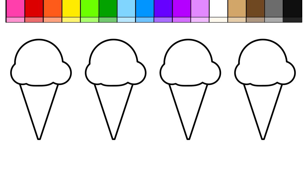 1024x576 Coloring Pages Ice Cream Drawing For Kids At Getdrawings Com - Ice Cream Cone Line Drawing