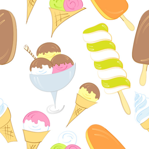 500x500 Hand Drawing Ice Cream Seamless Pattern Vector Free Vector - Ice Cream Drawing