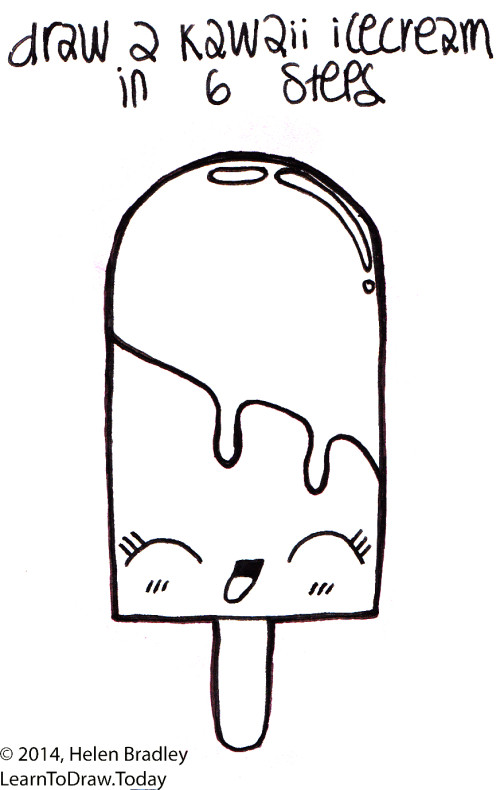 500x790 Draw A Kawaii Style Icecream In Steps Learn To Draw - Ice Cream Drawing