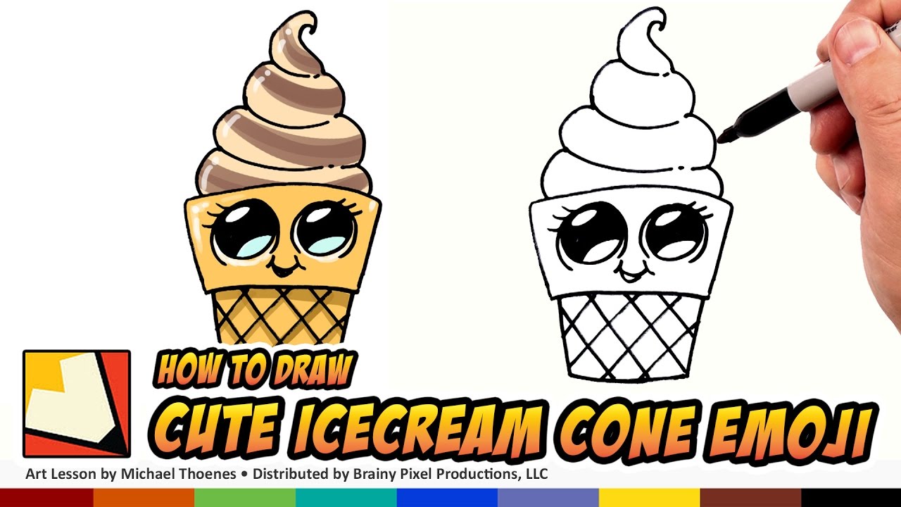1280x720 How To Draw Cute Ice Cream Cone - Ice Cream Drawing Cartoon