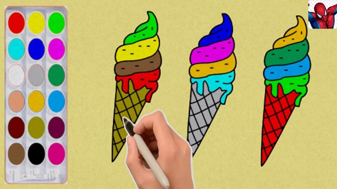 1280x720 Drawing Ice Cream Funny For Children - Ice Cream Drawing For Kids