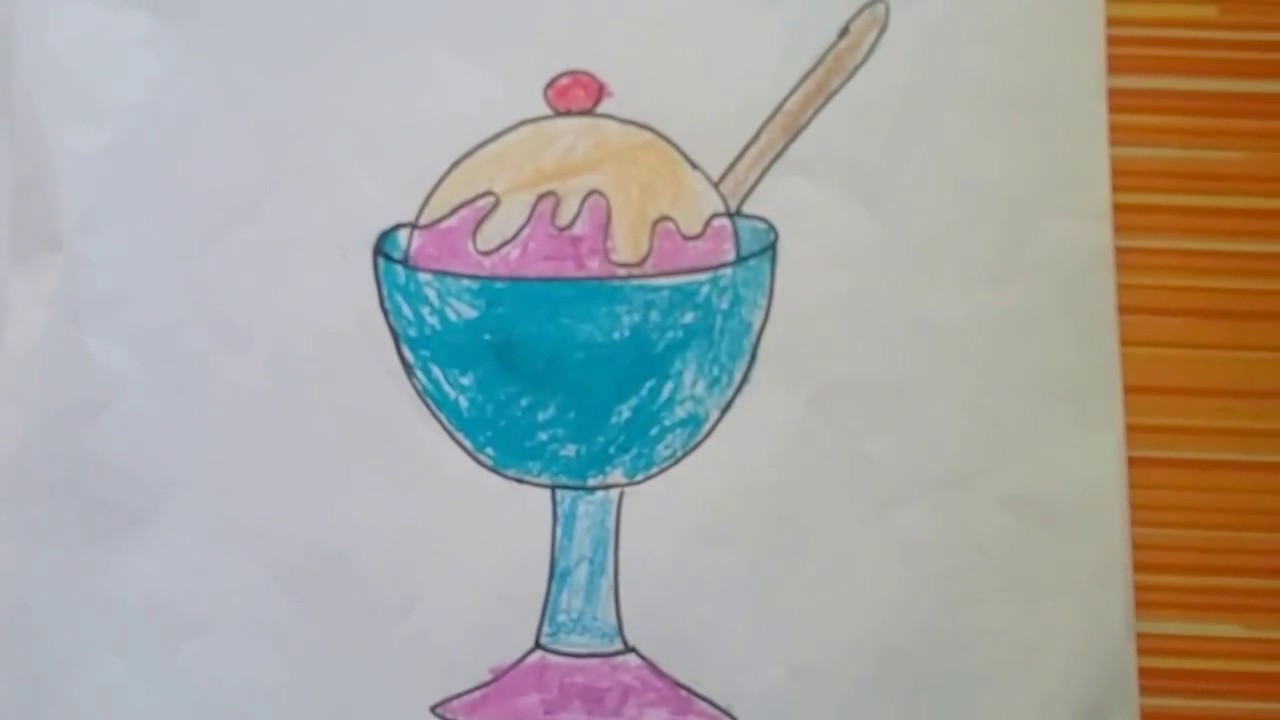 1280x720 How To Draw An Ice Cream Glass,easy Drawing Of Ice Cream Glass - Ice Cream Drawing For Kids