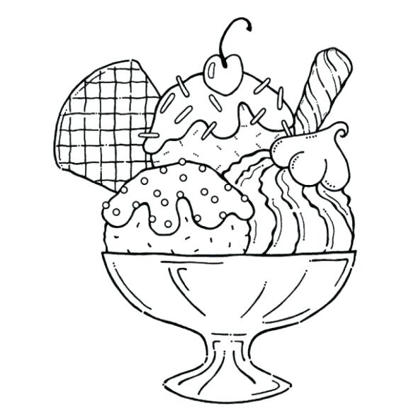 580x580 Ice Cream Coloring Pictures Sundae - Ice Cream Drawing For Kids