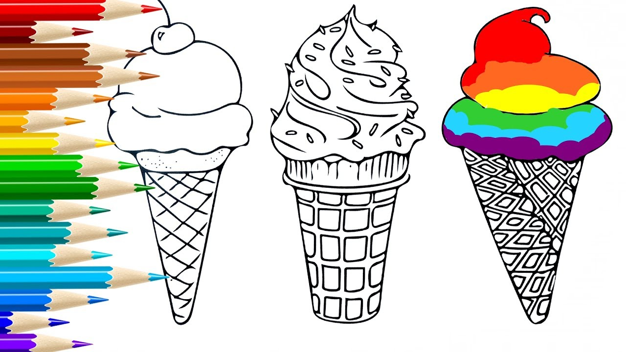 1280x720 Icecream Cone Coloring Pages Best Of Images How To Draw Ice Cream - Ice Cream Drawing For Kids