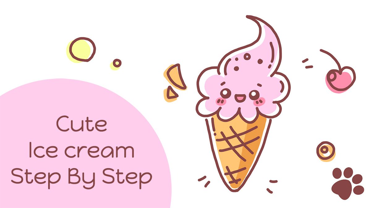 1200x675 Letsdrawmeow On Twitter How To Draw A Cute Ice Cream Cone Cute - Ice Cream Drawing For Kids