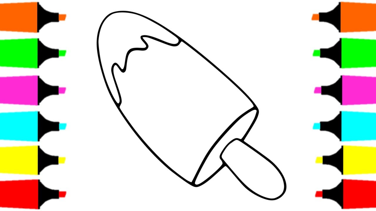 1280x720 Coloring Pages For Kids Ice Cream Popsicle - Ice Cream Drawing For Kids